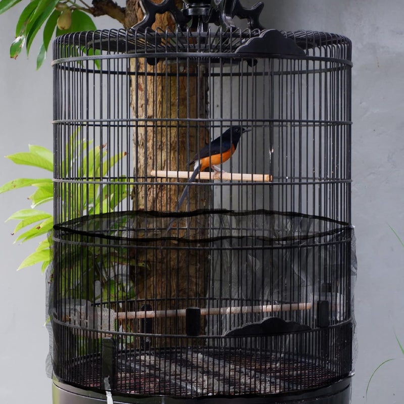 SIMENA Bird Cage Seed Catcher, Skirt for Bird Cage, Nylon Mesh Bird Cage Liners for Large Cages, Elastic and Easy Cleaning Bird Cage Cover, Suitable for Most Cage Shapes (Black 59-79 inch) - Image 4